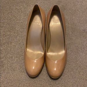 Stuart Weitzman Nude Patent Round Toe Pumps